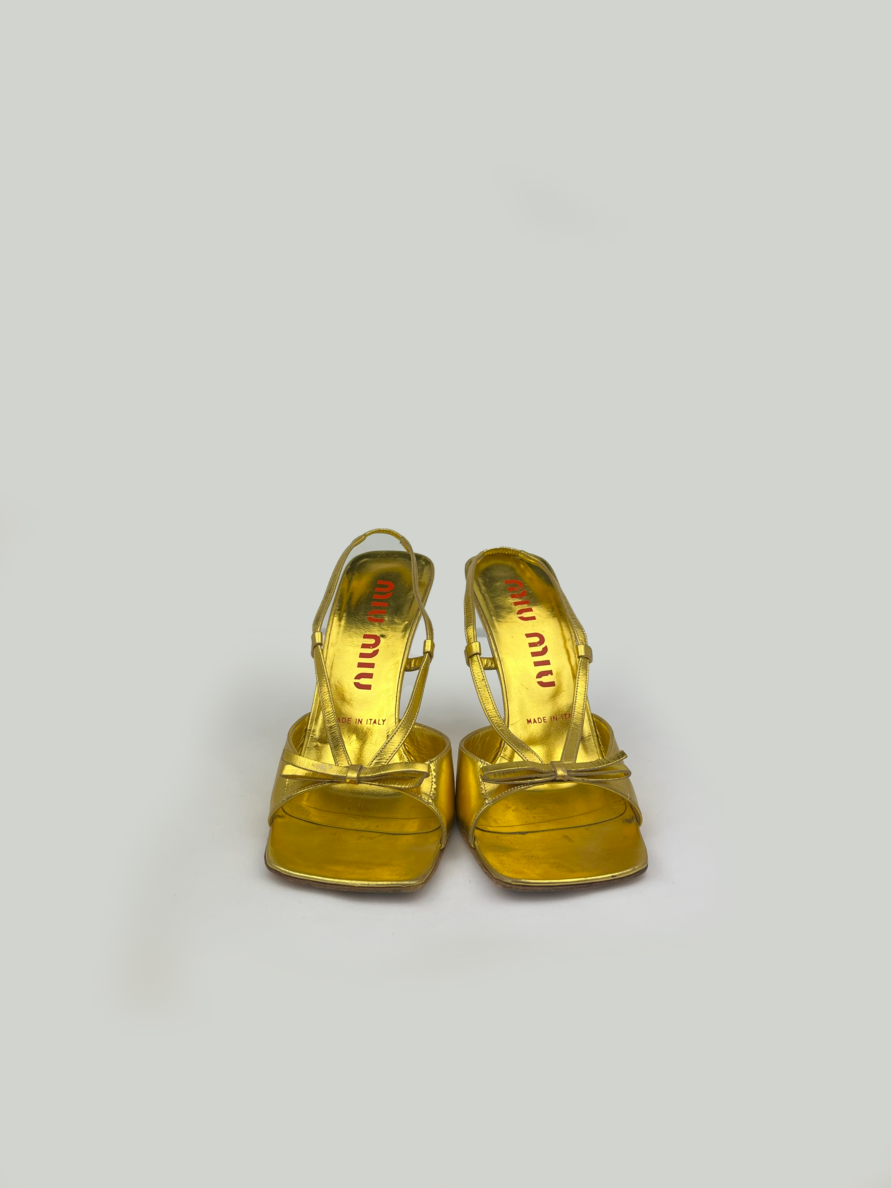 Miu Miu Metallic Gold Trumpet Heel