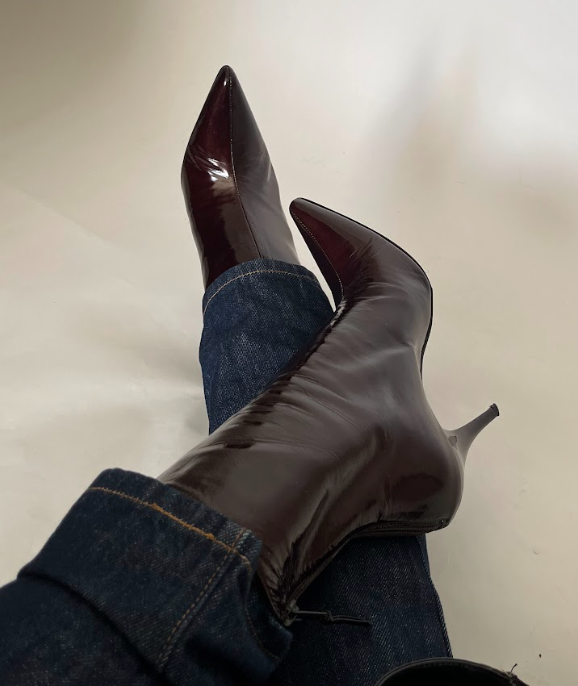 Stuart Weitzman Maroon Patent Stiletto Booties