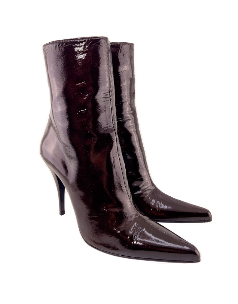 Stuart Weitzman Maroon Patent Stiletto Booties