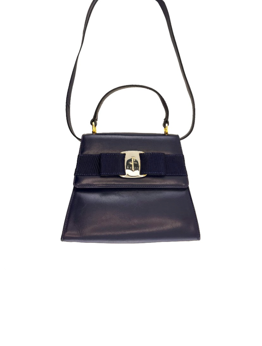 Ferragamo Midnight Blue Top Handle Mini Bag