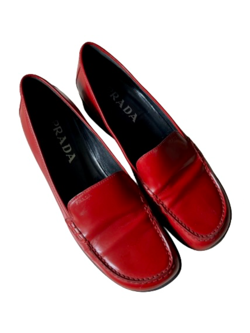 Prada Red Loafers