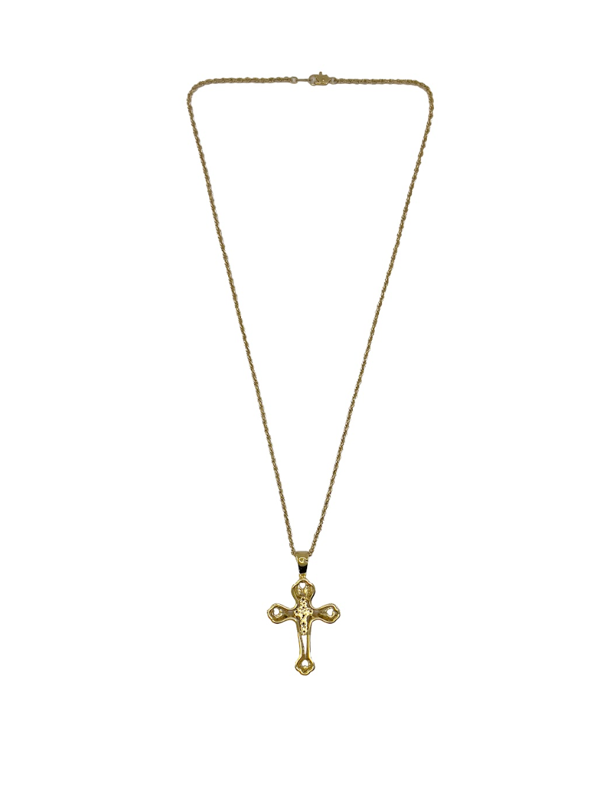 Multi-Gemstone Thick Gold Cross Necklace