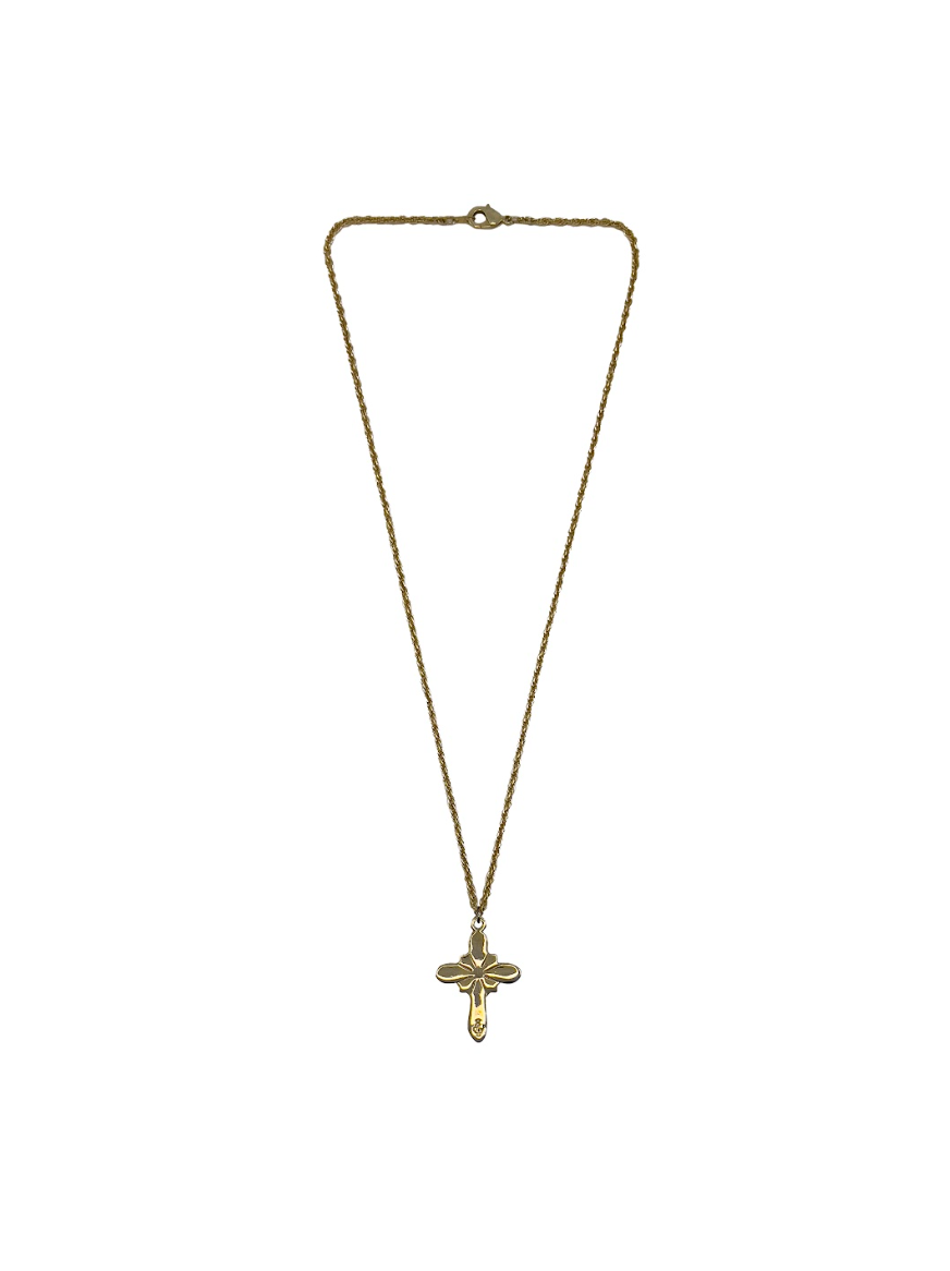Purple & Blue Gemstone Gold Cross Necklace