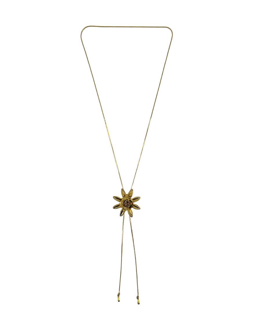 Gold Flower Drop Necklace