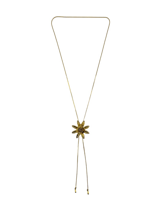 Gold Flower Drop Necklace