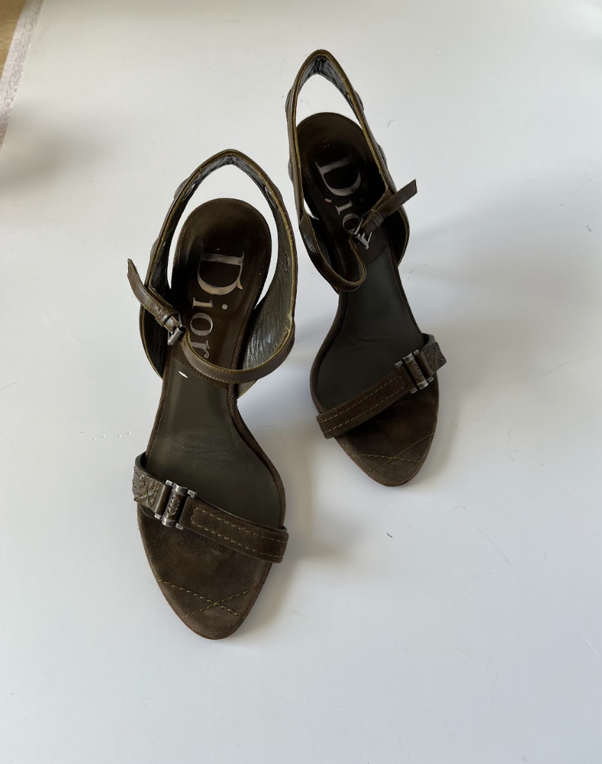 Dior Army Green Suede Heels